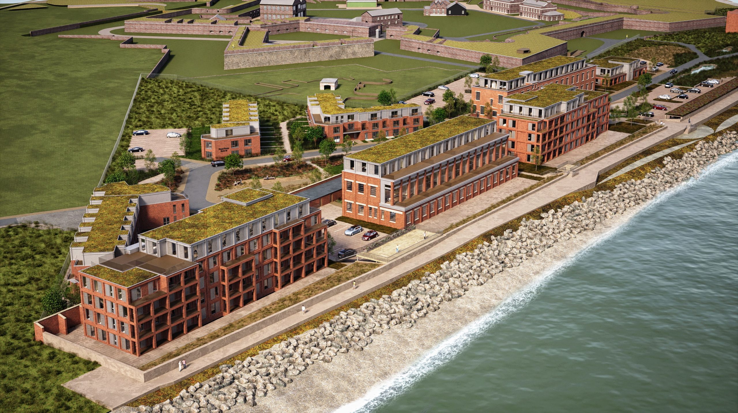 Una representación de los planes de Orangestar Capital para apartamentos con vista a la playa